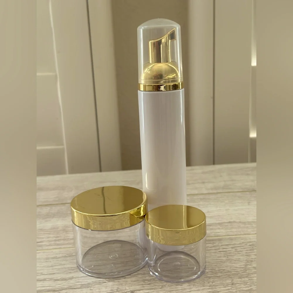 Gold DIY CREAM SERUM PUMP JARS BOTTLES ESSENTIAL OILS TRAVEL 36 piece